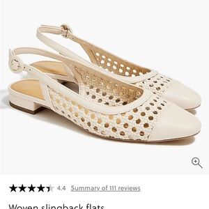 JCrew Cream Woven Slingback Flats